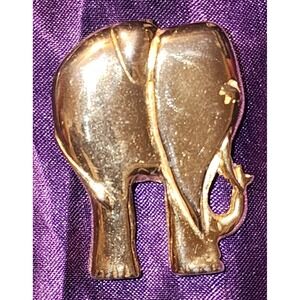 VTG Gay Boyer Gold Tone Elephant Statement Pendant Signed 2 Inch 20g